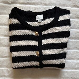 Ribbed Front Button Knit Sweater